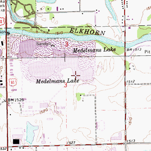 Topographic Map of Medelmans Lake, NE