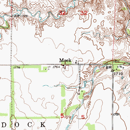 Topographic Map of Meek, NE