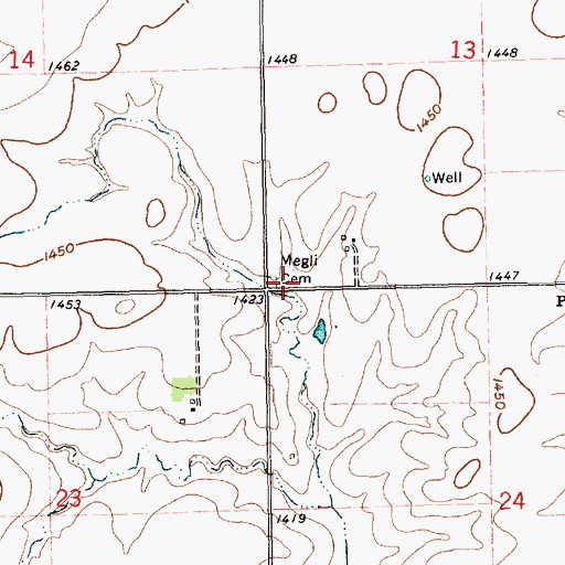 Topographic Map of Megli Cemetery, NE