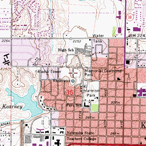Topographic Map of Memorial Diamond Park, NE