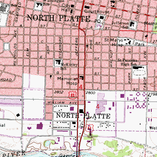 Topographic Map of Memorial Hospital, NE