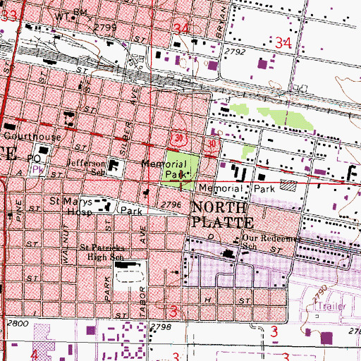 Topographic Map of Memorial Park, NE