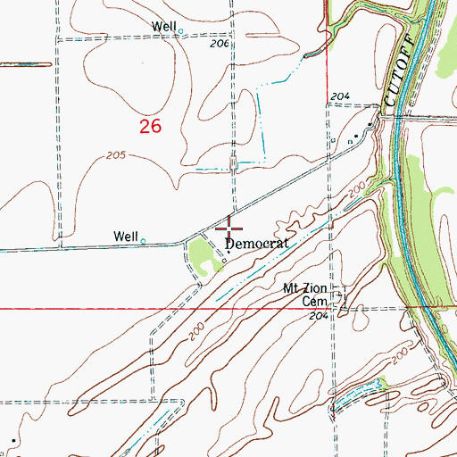 Topographic Map of Democrat, AR