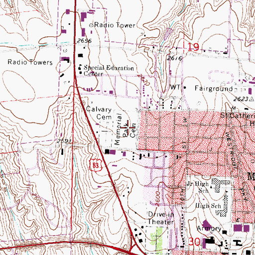 Topographic Map of Memorial Park Cemetery, NE