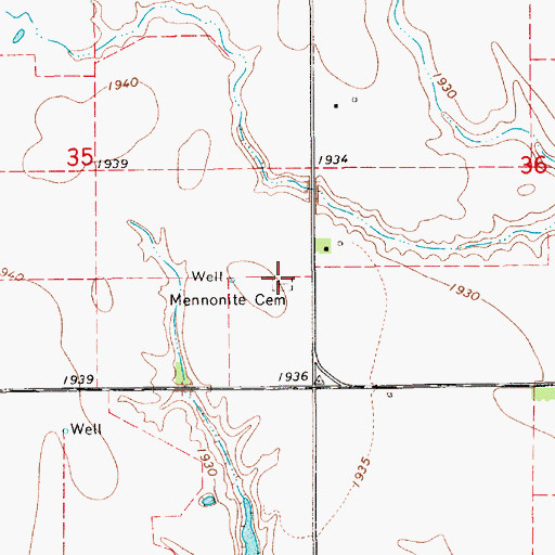 Topographic Map of Mennonite Cemetery, NE