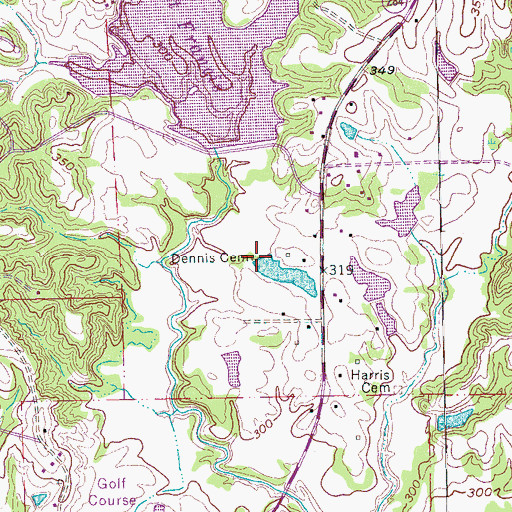 Topographic Map of Beazley Cemetery, AR