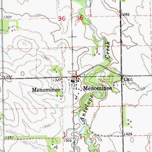 Topographic Map of Menominee, NE