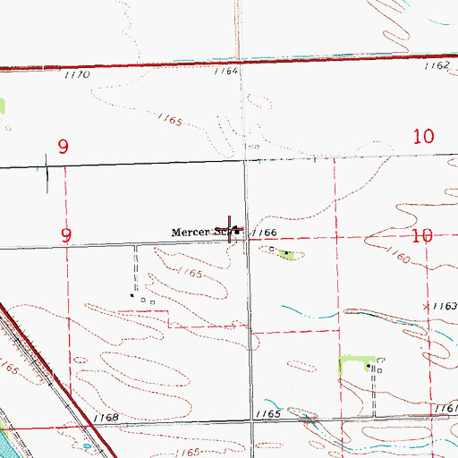 Topographic Map of Mercer School, NE