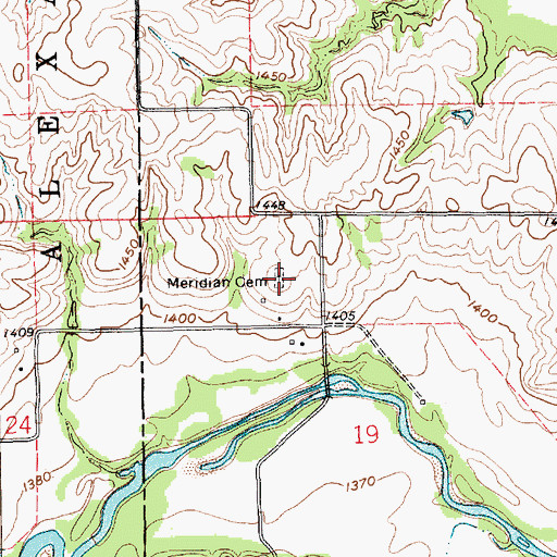 Topographic Map of Meridian Cemetery, NE