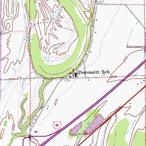 Topographic Map of Derossitt School, AR