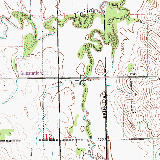 Topographic Map of Meridian Creek, NE