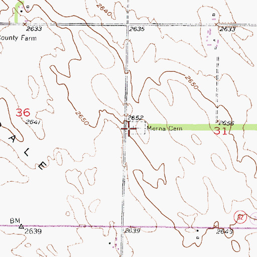 Topographic Map of Merna Cemetery, NE
