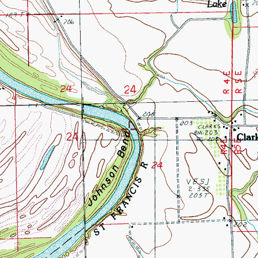 Topographic Map of Dillon Ferry, AR