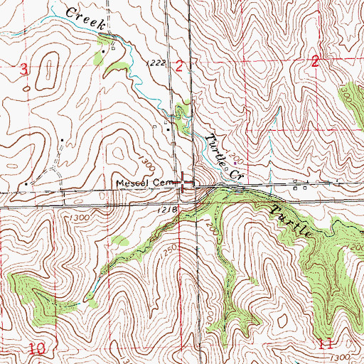 Topographic Map of Meseal Cemetery, NE