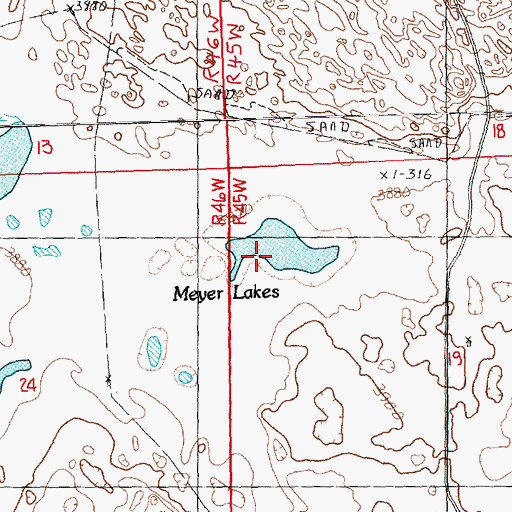 Topographic Map of Meyer Lakes, NE