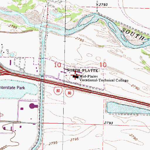 Topographic Map of Mid Plains Technical College, NE
