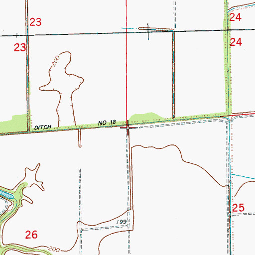 Topographic Map of Ditch Number 18, AR