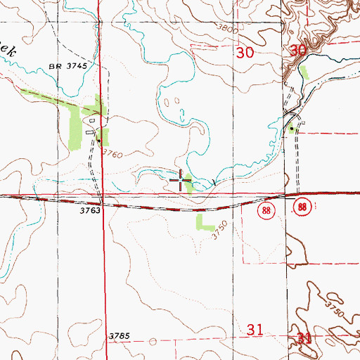 Topographic Map of Middle Creek, NE