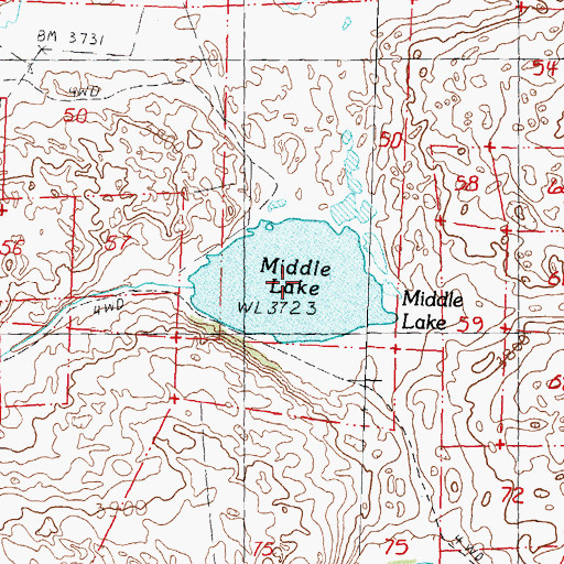 Topographic Map of Middle Lake, NE