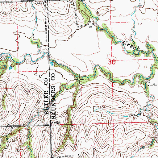 Topographic Map of Middle Oak Creek, NE