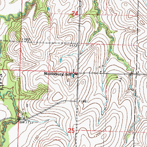 Topographic Map of Middleburg School, NE