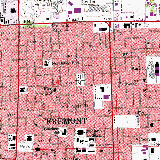 Topographic Map of Midland Park, NE