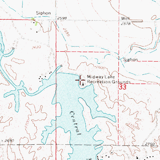 Topographic Map of Midway Lake Recreational Grounds, NE