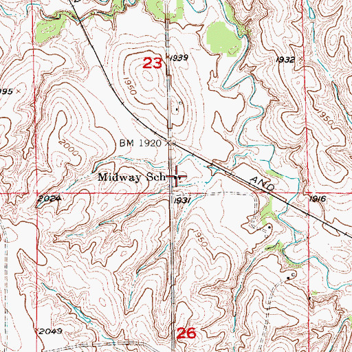 Topographic Map of Midway School, NE
