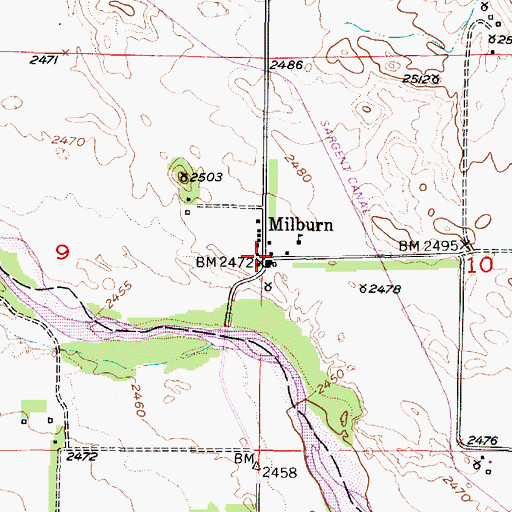 Topographic Map of Milburn, NE
