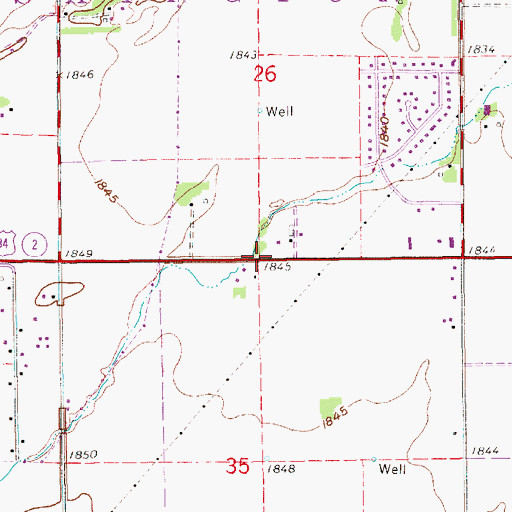 Topographic Map of Mile Bridge School, NE