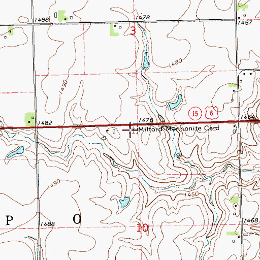 Topographic Map of Milford Mennonite Cemetery, NE