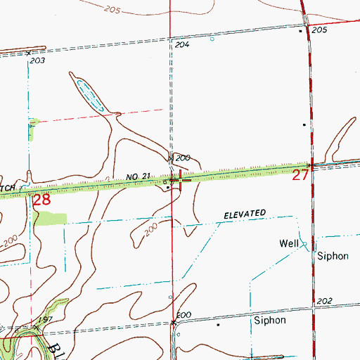 Topographic Map of Ditch Number 21, AR