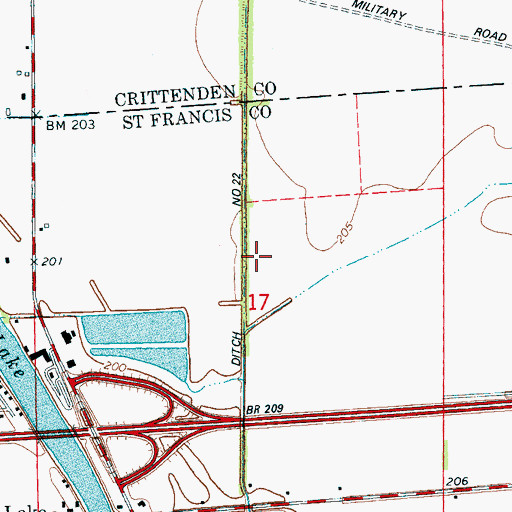Topographic Map of Ditch Number 22, AR