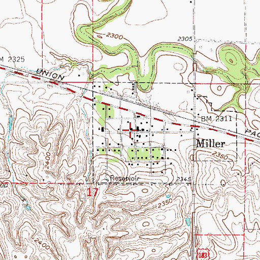 Topographic Map of Miller, NE