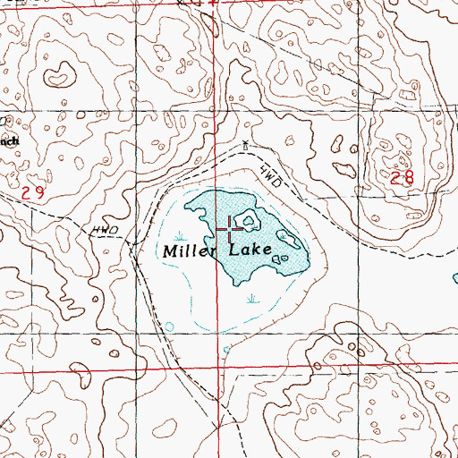 Topographic Map of Miller Lake, NE