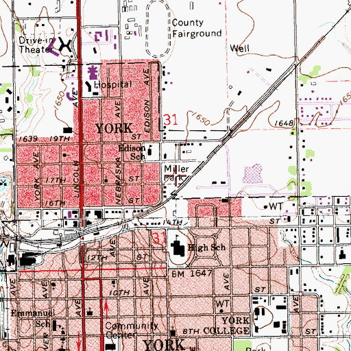 Topographic Map of Miller Park, NE