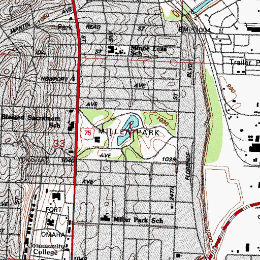 Topographic Map of Miller Park, NE