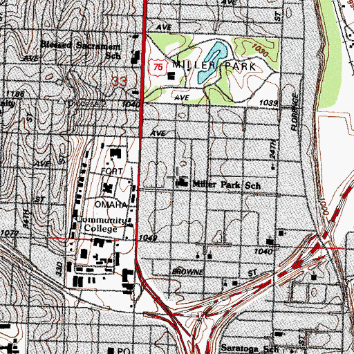 Topographic Map of Miller Park Elemetary School, NE