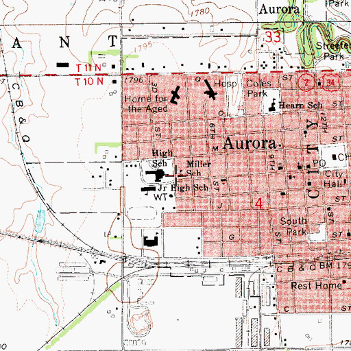 Topographic Map of Miller School (historical), NE