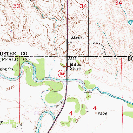 Topographic Map of Milton Store, NE