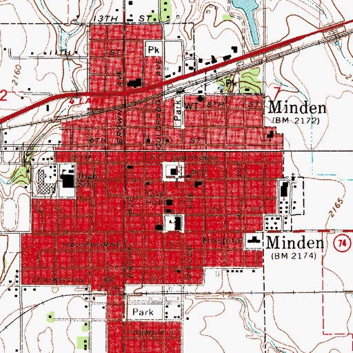 Topographic Map of Minden, NE