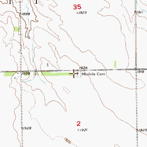 Topographic Map of Miniola Cemetery, NE