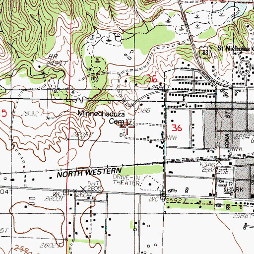 Topographic Map of Minnechaduza Cemetery, NE