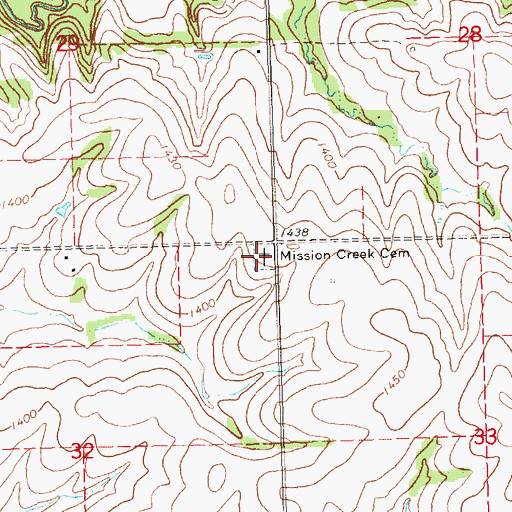 Topographic Map of Mission Creek Cemetery, NE