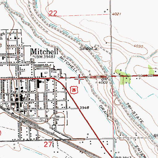 Topographic Map of Mitchell Drain, NE