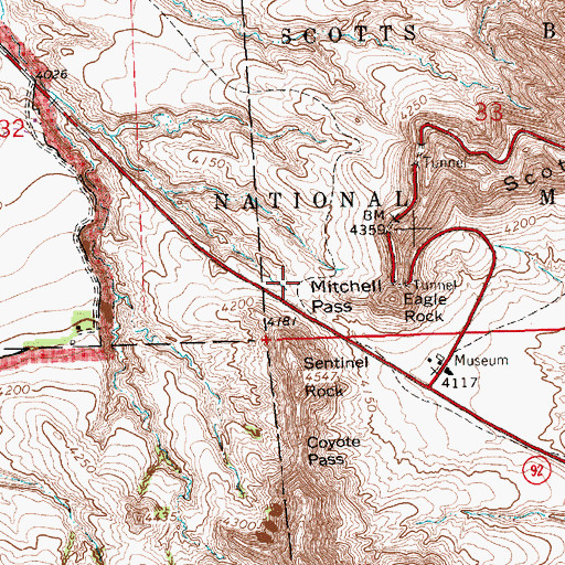 Topographic Map of Mitchell Pass, NE