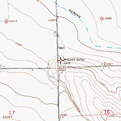 Topographic Map of Mitchell Valley Cemetery, NE