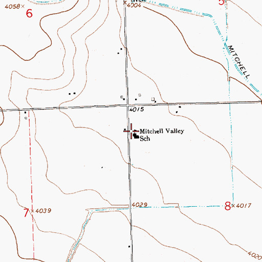 Topographic Map of Mitchell Valley School (historical), NE