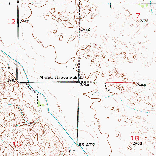 Topographic Map of Mixed Grove School (historical), NE