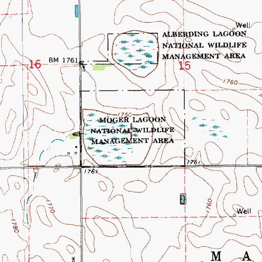 Topographic Map of Moger Lagoon National Wildlife Mgt Area, NE